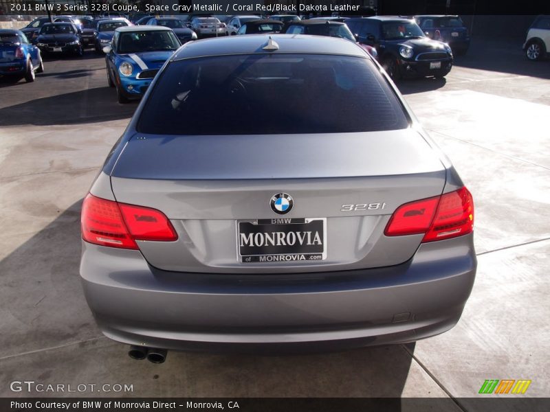 Space Gray Metallic / Coral Red/Black Dakota Leather 2011 BMW 3 Series 328i Coupe