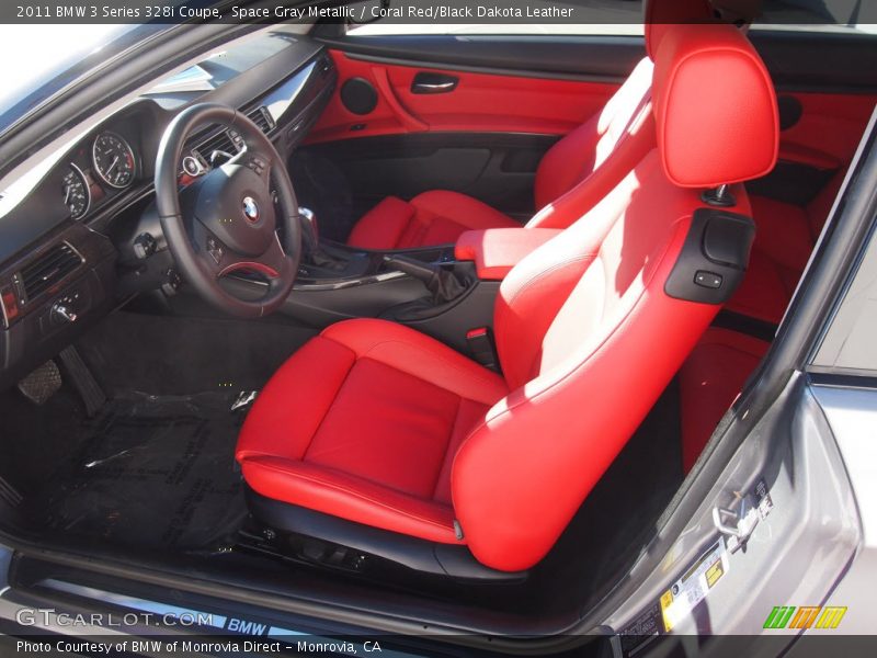 Space Gray Metallic / Coral Red/Black Dakota Leather 2011 BMW 3 Series 328i Coupe