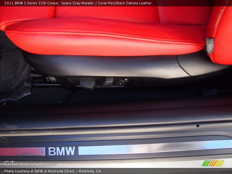 Space Gray Metallic / Coral Red/Black Dakota Leather 2011 BMW 3 Series 328i Coupe