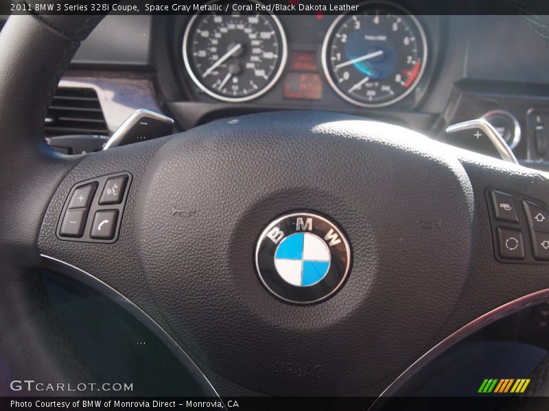 Space Gray Metallic / Coral Red/Black Dakota Leather 2011 BMW 3 Series 328i Coupe