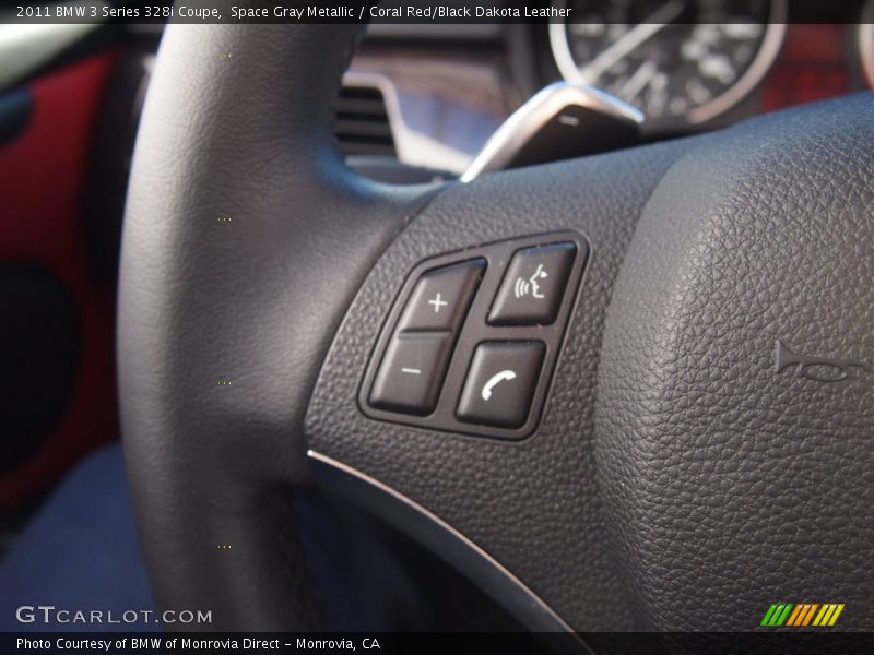 Space Gray Metallic / Coral Red/Black Dakota Leather 2011 BMW 3 Series 328i Coupe