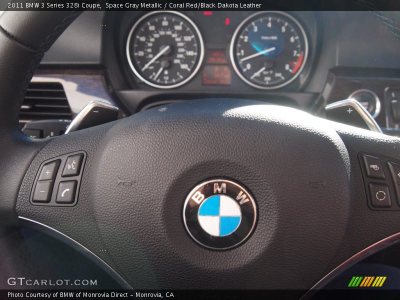 Space Gray Metallic / Coral Red/Black Dakota Leather 2011 BMW 3 Series 328i Coupe