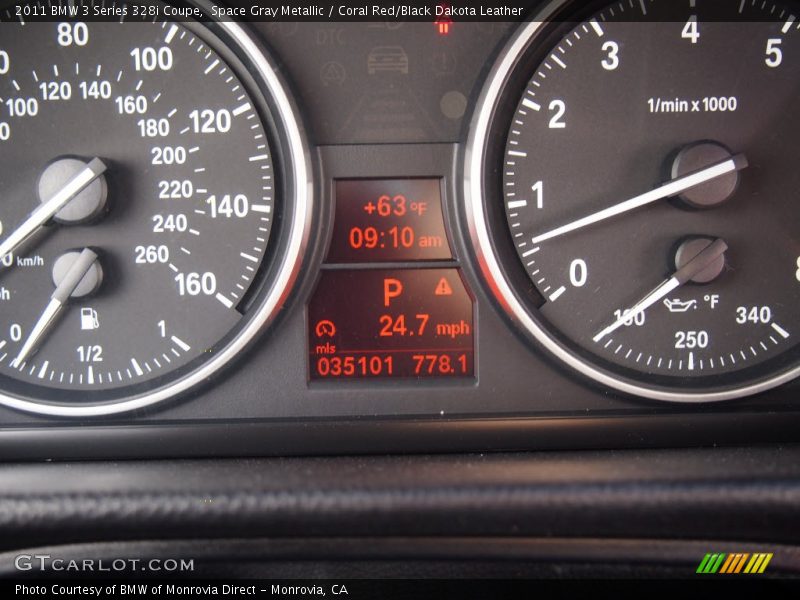 Space Gray Metallic / Coral Red/Black Dakota Leather 2011 BMW 3 Series 328i Coupe