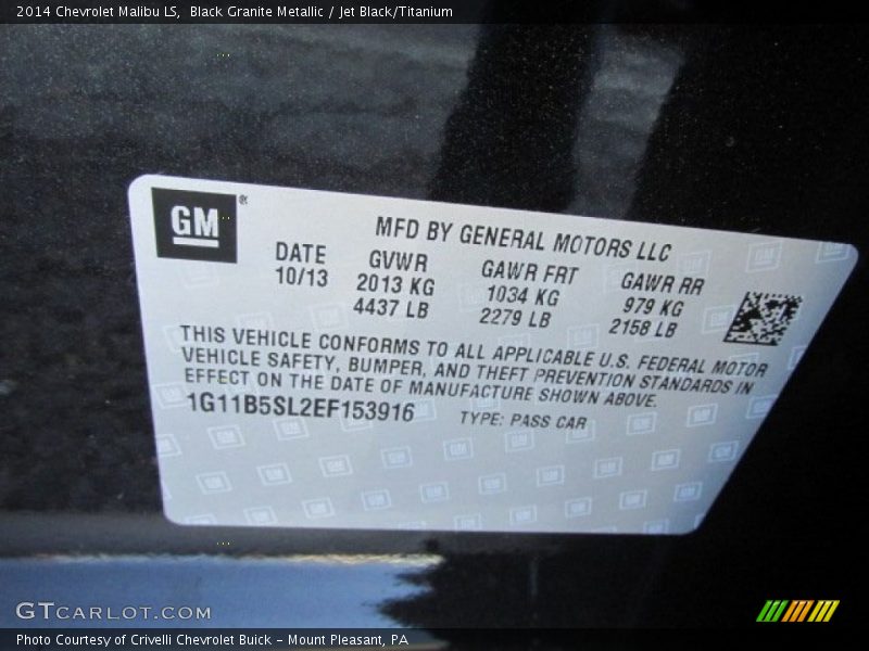 Black Granite Metallic / Jet Black/Titanium 2014 Chevrolet Malibu LS