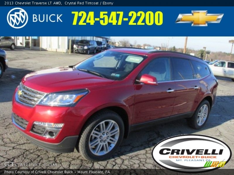 Crystal Red Tintcoat / Ebony 2013 Chevrolet Traverse LT AWD