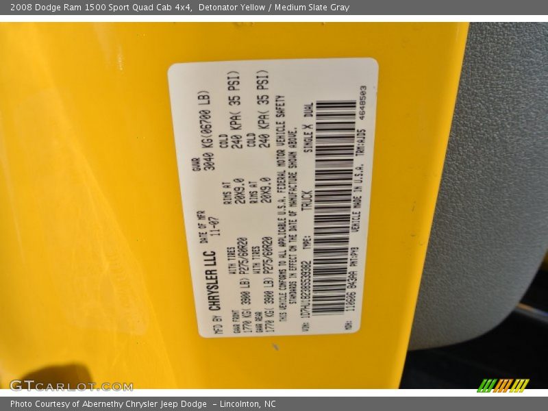 Detonator Yellow / Medium Slate Gray 2008 Dodge Ram 1500 Sport Quad Cab 4x4