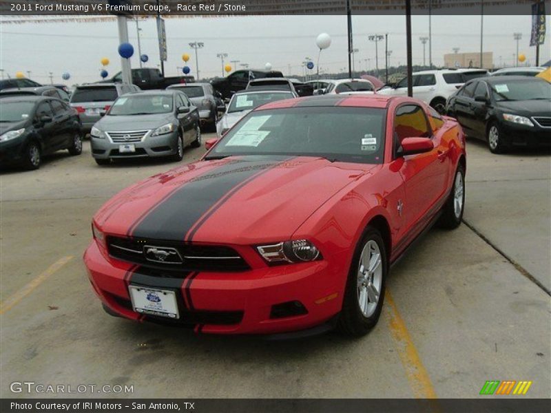 Race Red / Stone 2011 Ford Mustang V6 Premium Coupe