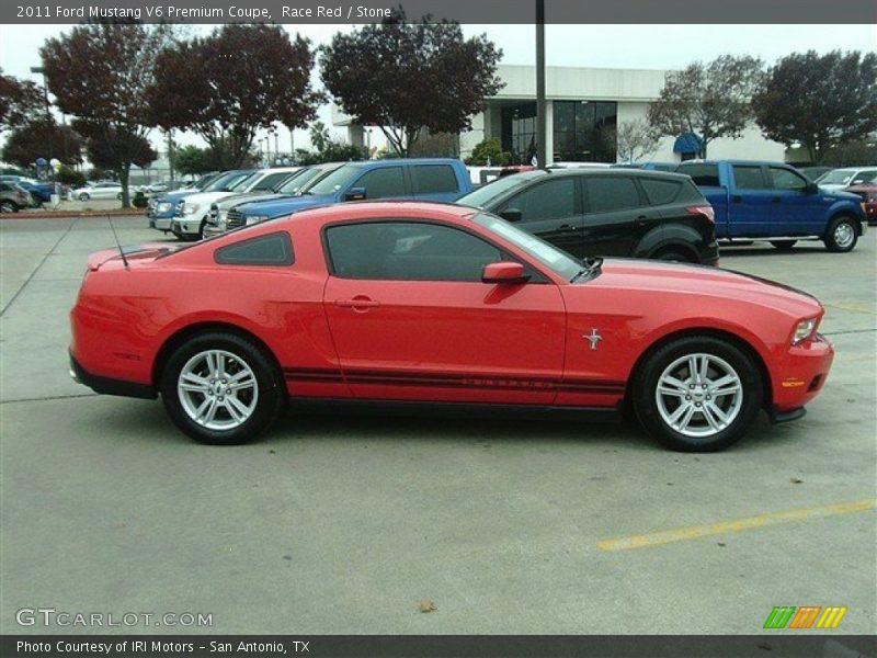 Race Red / Stone 2011 Ford Mustang V6 Premium Coupe