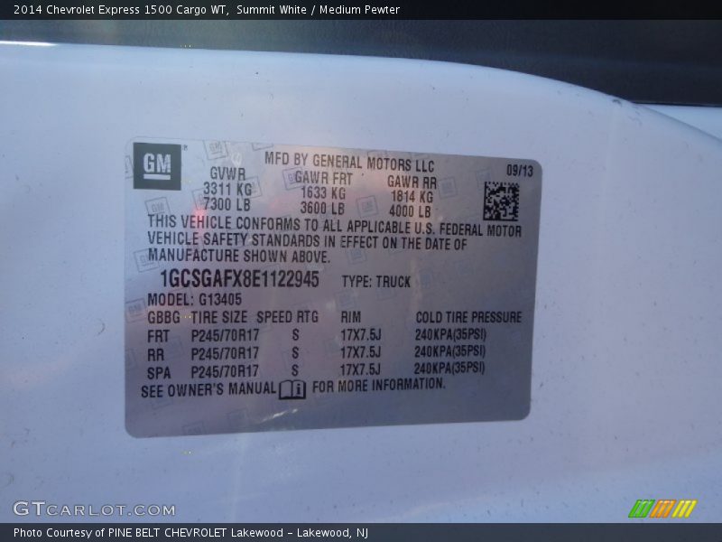 Summit White / Medium Pewter 2014 Chevrolet Express 1500 Cargo WT