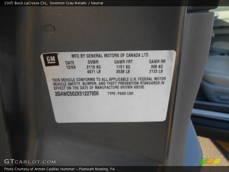 Steelmist Gray Metallic / Neutral 2005 Buick LaCrosse CXL
