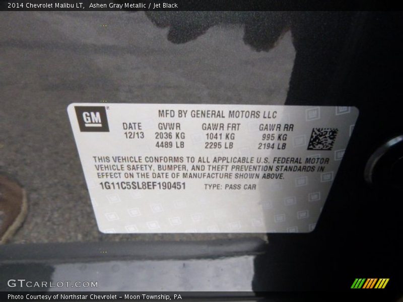 Ashen Gray Metallic / Jet Black 2014 Chevrolet Malibu LT