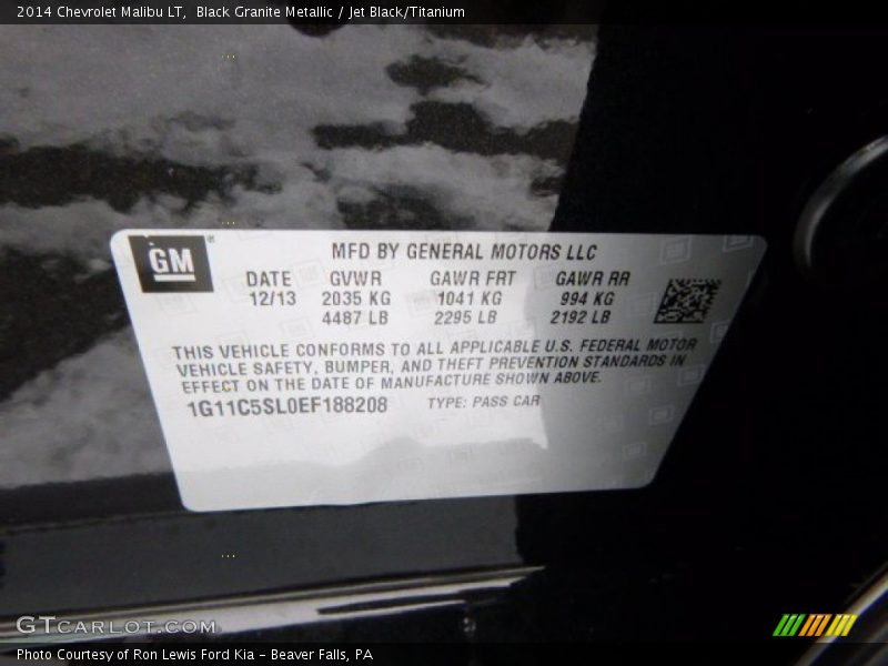 Black Granite Metallic / Jet Black/Titanium 2014 Chevrolet Malibu LT