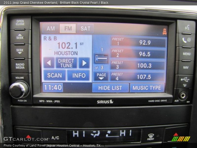 Controls of 2011 Grand Cherokee Overland