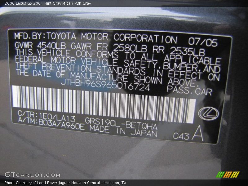 Flint Gray Mica / Ash Gray 2006 Lexus GS 300