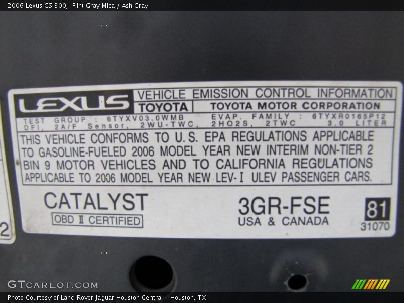 Flint Gray Mica / Ash Gray 2006 Lexus GS 300
