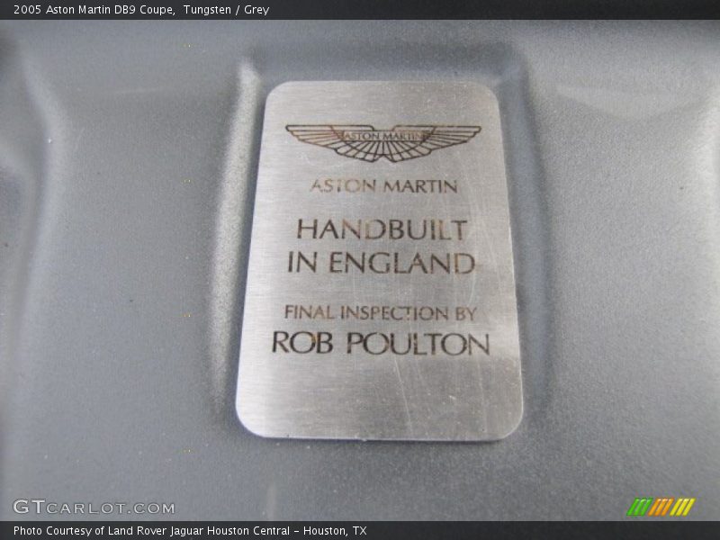 Info Tag of 2005 DB9 Coupe