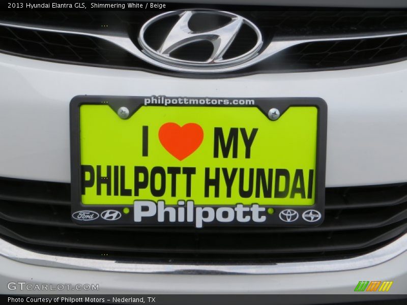 Shimmering White / Beige 2013 Hyundai Elantra GLS