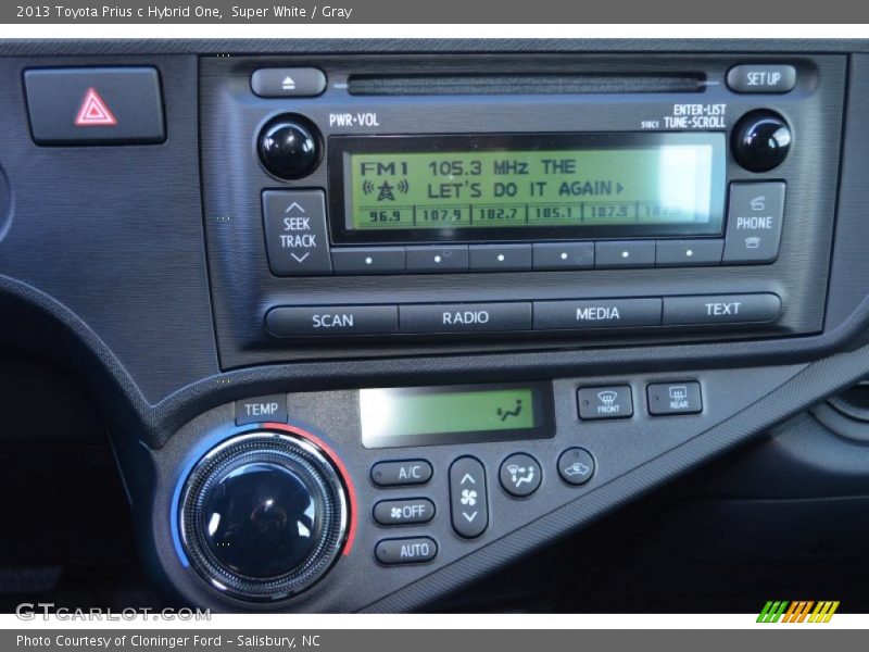 Super White / Gray 2013 Toyota Prius c Hybrid One
