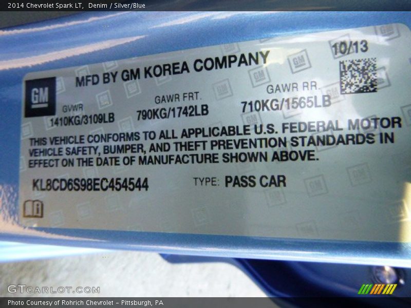 Denim / Silver/Blue 2014 Chevrolet Spark LT