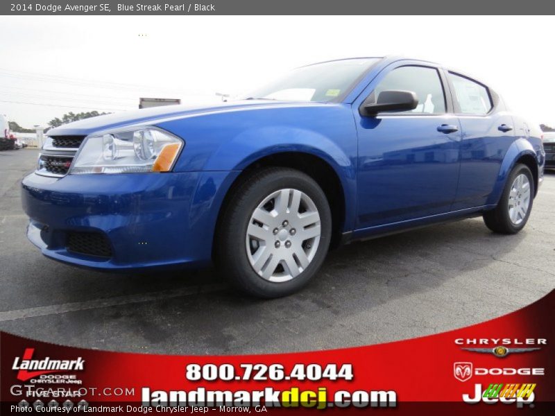Blue Streak Pearl / Black 2014 Dodge Avenger SE