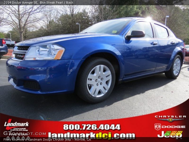 Blue Streak Pearl / Black 2014 Dodge Avenger SE