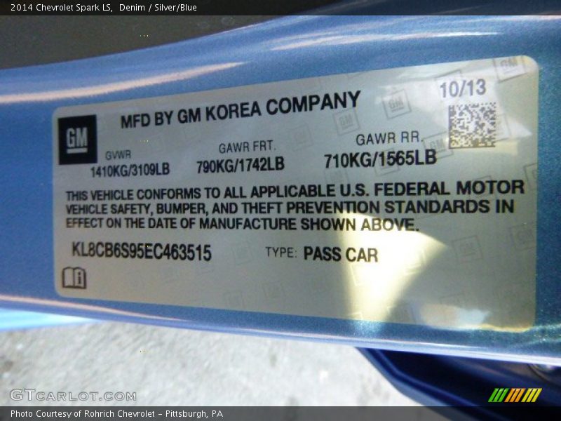 Denim / Silver/Blue 2014 Chevrolet Spark LS
