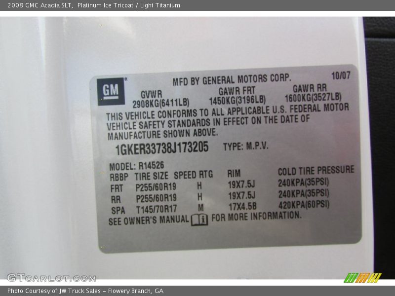 Platinum Ice Tricoat / Light Titanium 2008 GMC Acadia SLT