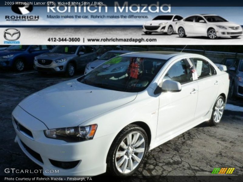 Wicked White Satin / Black 2009 Mitsubishi Lancer GTS
