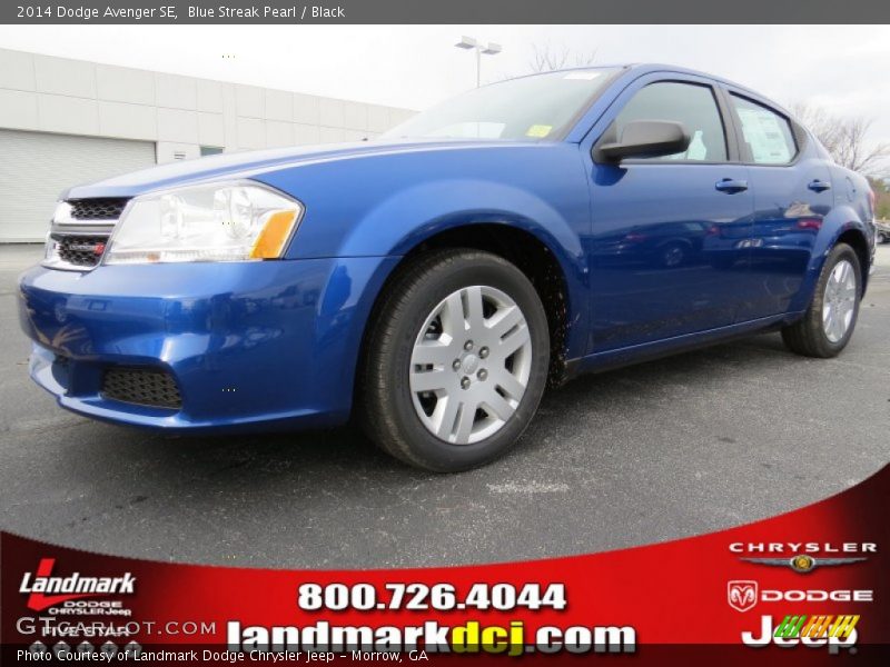 Blue Streak Pearl / Black 2014 Dodge Avenger SE
