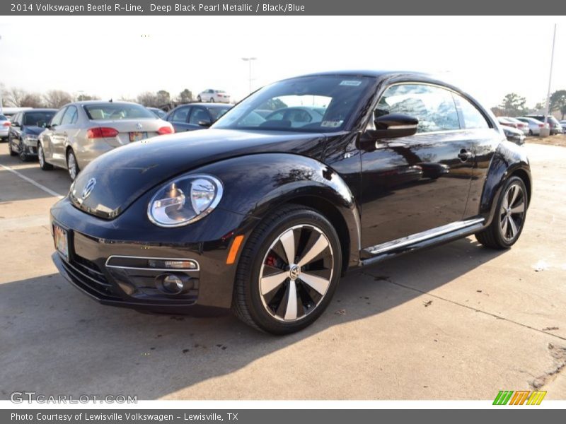 Deep Black Pearl Metallic / Black/Blue 2014 Volkswagen Beetle R-Line