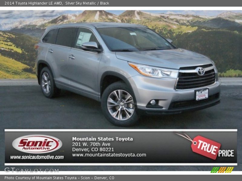Silver Sky Metallic / Black 2014 Toyota Highlander LE AWD
