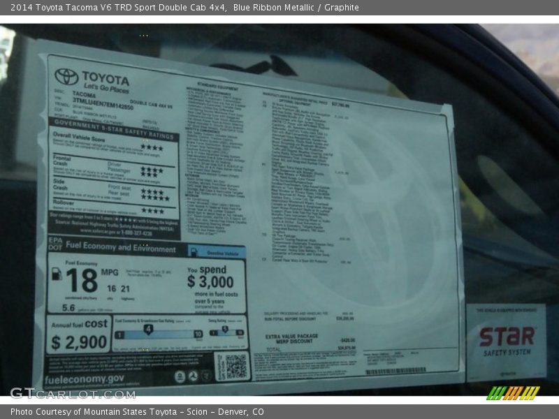 Blue Ribbon Metallic / Graphite 2014 Toyota Tacoma V6 TRD Sport Double Cab 4x4