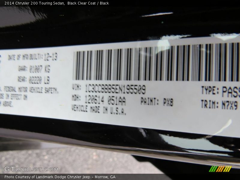 Black Clear Coat / Black 2014 Chrysler 200 Touring Sedan