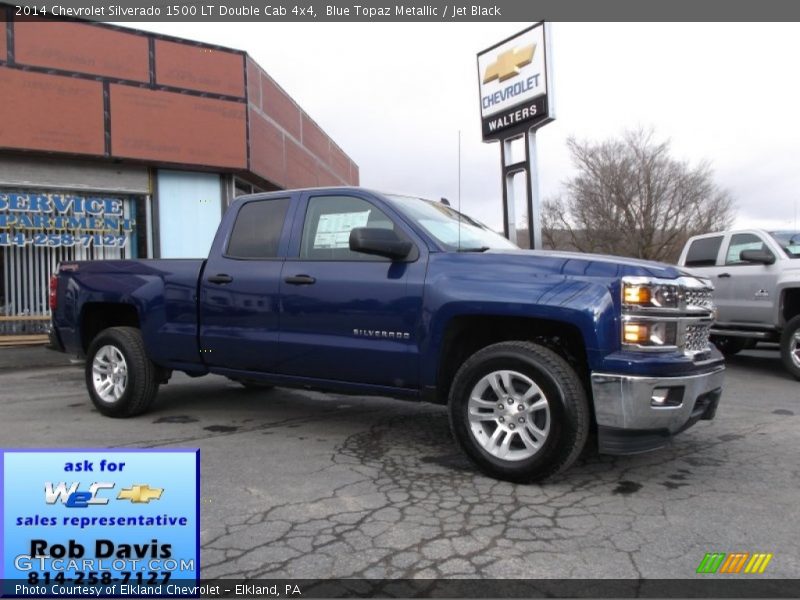 Blue Topaz Metallic / Jet Black 2014 Chevrolet Silverado 1500 LT Double Cab 4x4