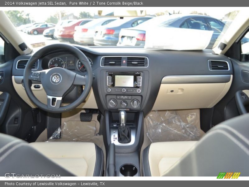 Pure White / 2 Tone Cornsilk Beige/Black 2014 Volkswagen Jetta SEL Sedan