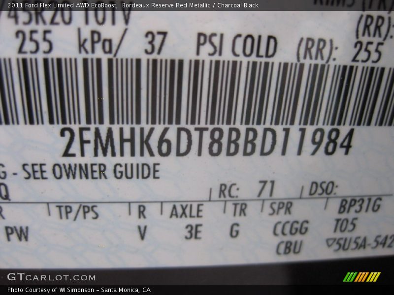 Bordeaux Reserve Red Metallic / Charcoal Black 2011 Ford Flex Limited AWD EcoBoost