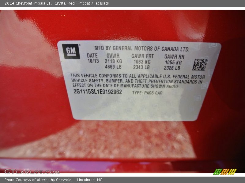 Crystal Red Tintcoat / Jet Black 2014 Chevrolet Impala LT