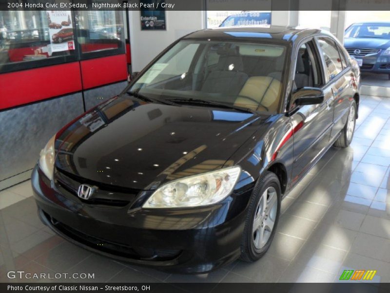 Nighthawk Black Pearl / Gray 2004 Honda Civic EX Sedan