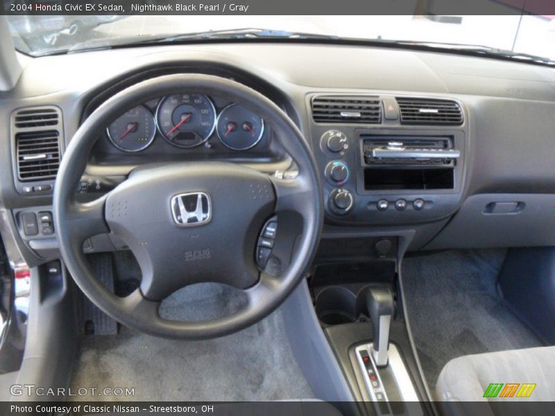 Nighthawk Black Pearl / Gray 2004 Honda Civic EX Sedan