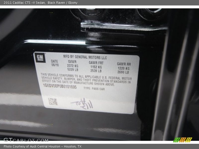 Black Raven / Ebony 2011 Cadillac CTS -V Sedan