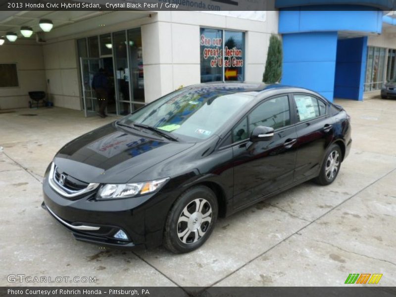 Crystal Black Pearl / Gray 2013 Honda Civic Hybrid Sedan
