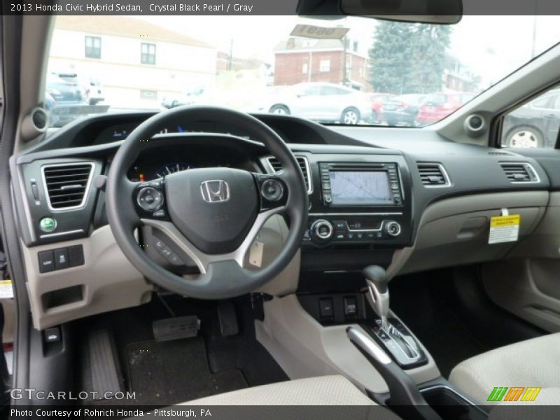 Crystal Black Pearl / Gray 2013 Honda Civic Hybrid Sedan