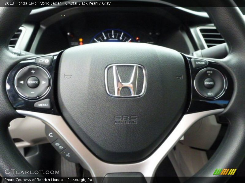 Crystal Black Pearl / Gray 2013 Honda Civic Hybrid Sedan