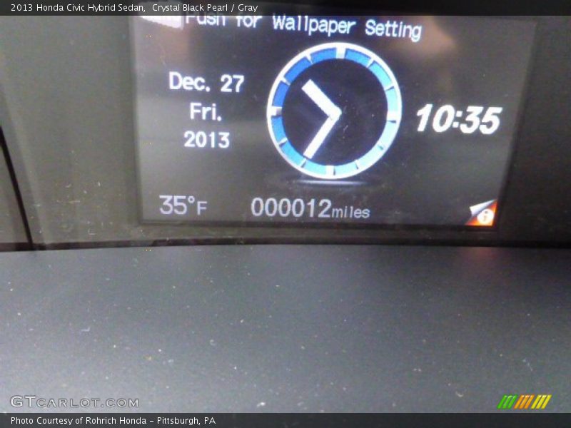 Crystal Black Pearl / Gray 2013 Honda Civic Hybrid Sedan