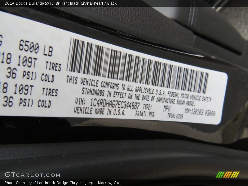 Brilliant Black Crystal Pearl / Black 2014 Dodge Durango SXT