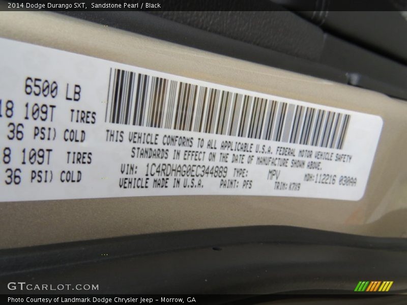 Sandstone Pearl / Black 2014 Dodge Durango SXT
