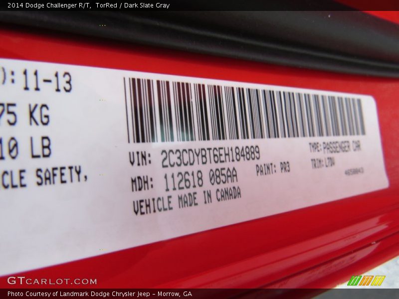 2014 Challenger R/T TorRed Color Code PR3