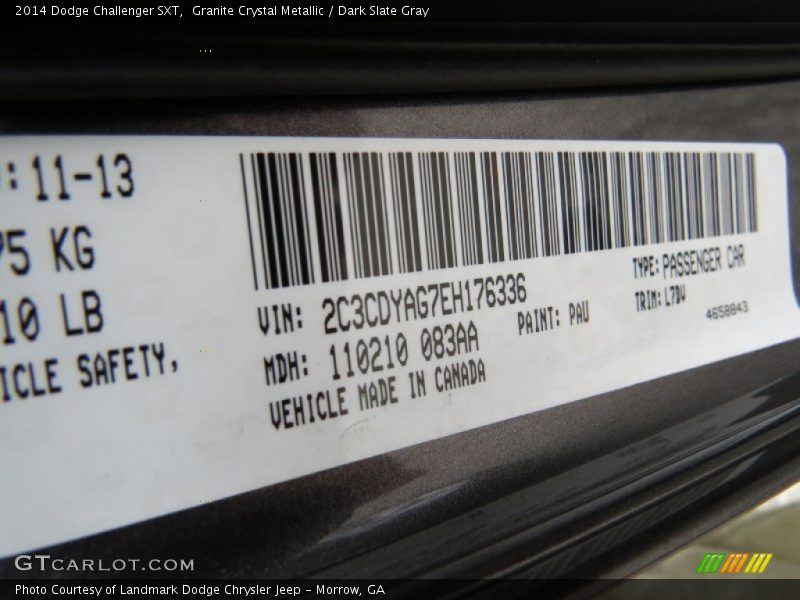 Granite Crystal Metallic / Dark Slate Gray 2014 Dodge Challenger SXT