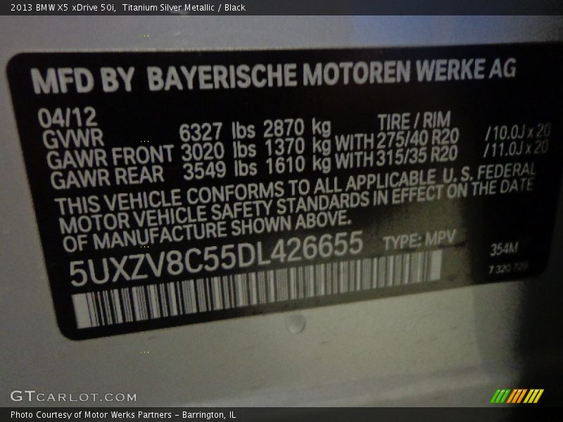 Titanium Silver Metallic / Black 2013 BMW X5 xDrive 50i