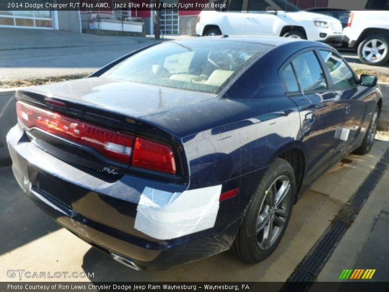 Jazz Blue Pearl / Black/Light Frost Beige 2014 Dodge Charger R/T Plus AWD